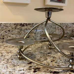Silver Metal Candle Holder